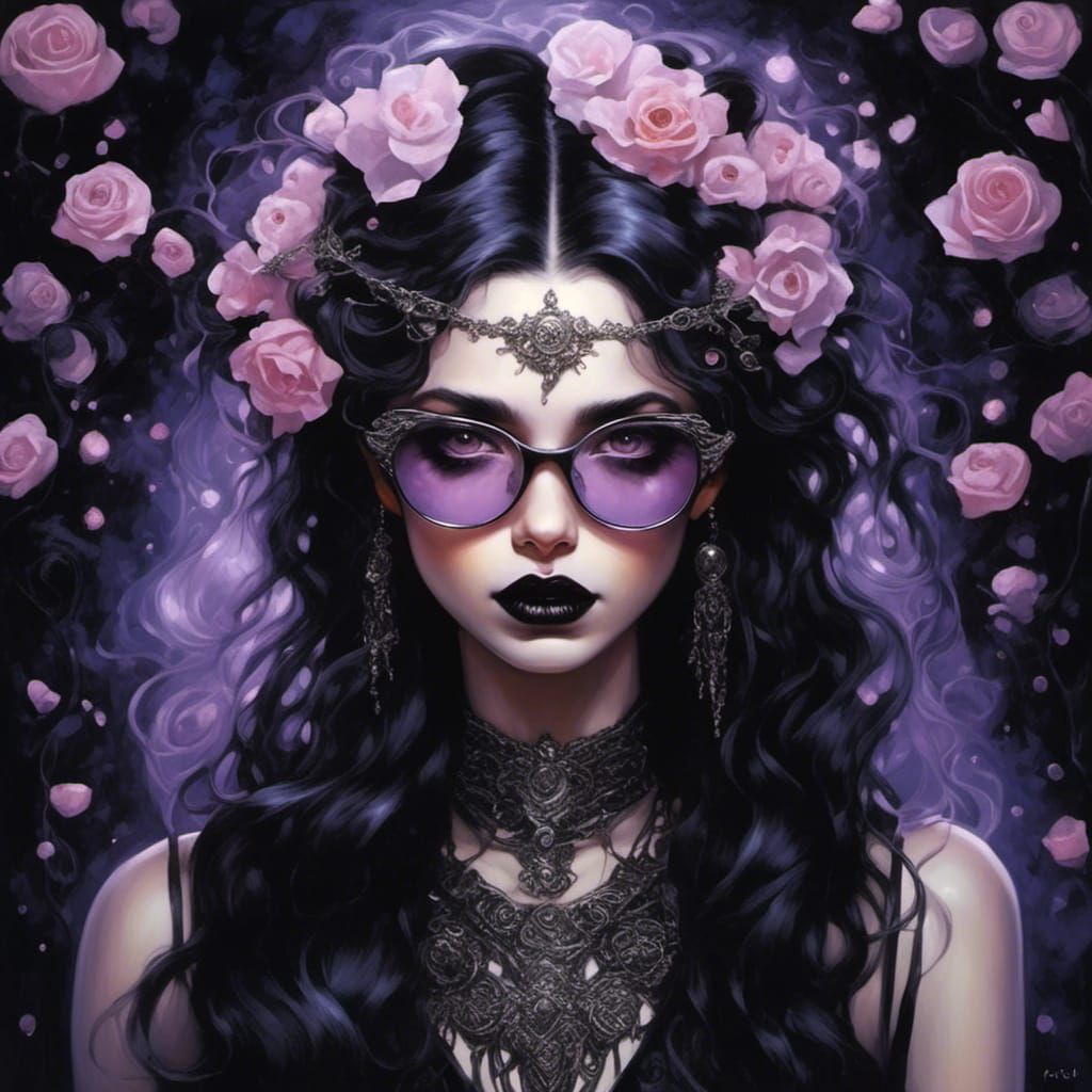 Gothic Goddess with Cosmic Eyes in Surreal Style