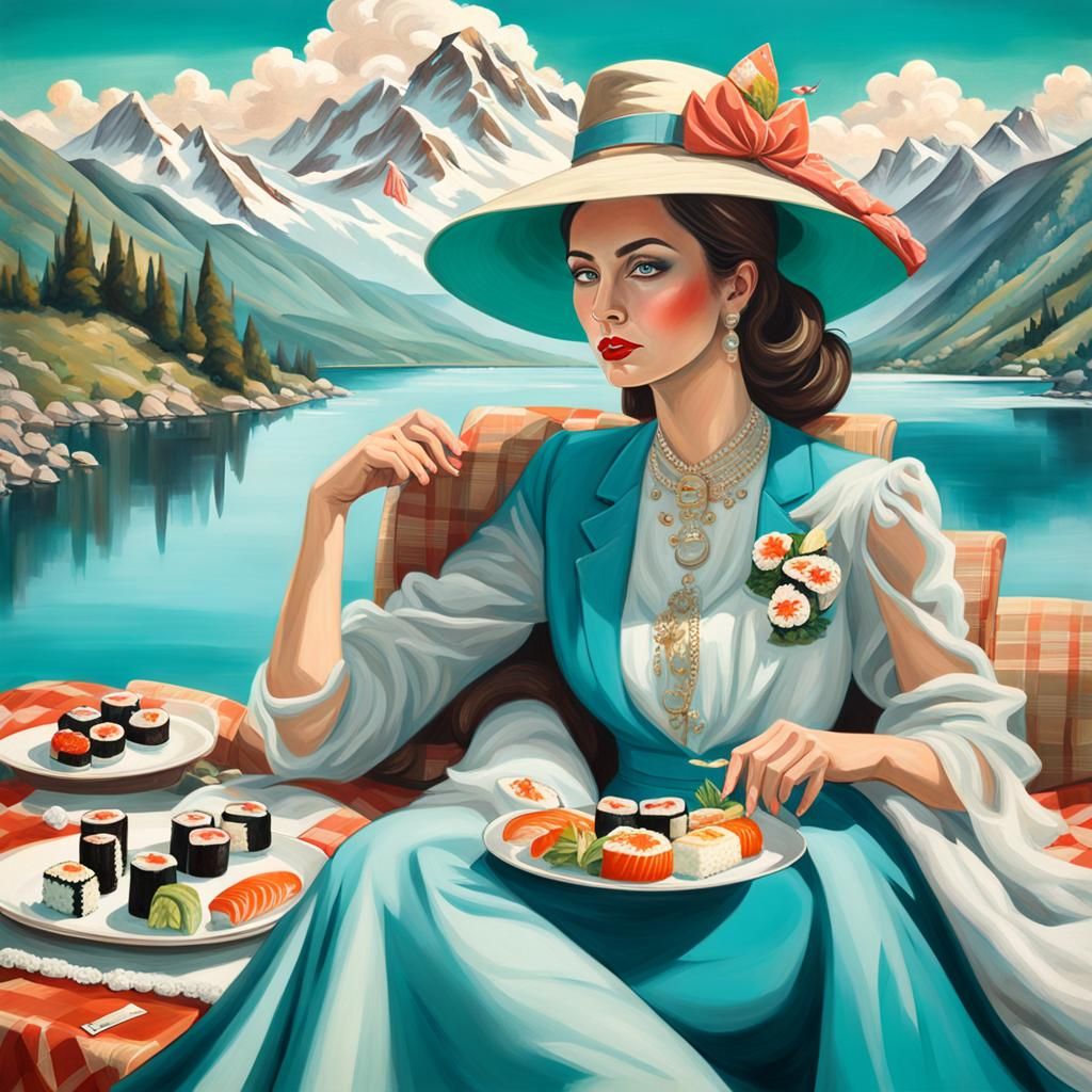 Sushi Hat Picnic: Professional Color Portrait