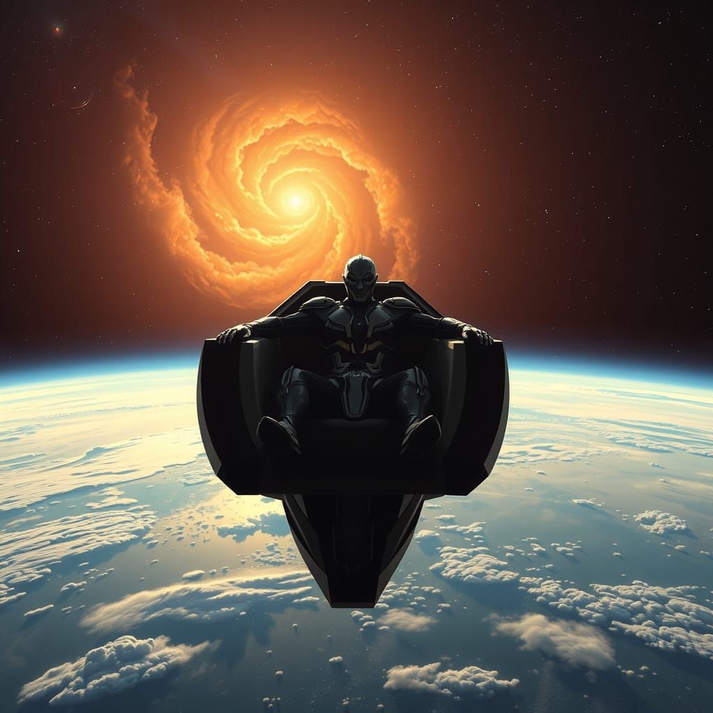 Metron Hovers Over Earth in Hyperrealistic Space Scene