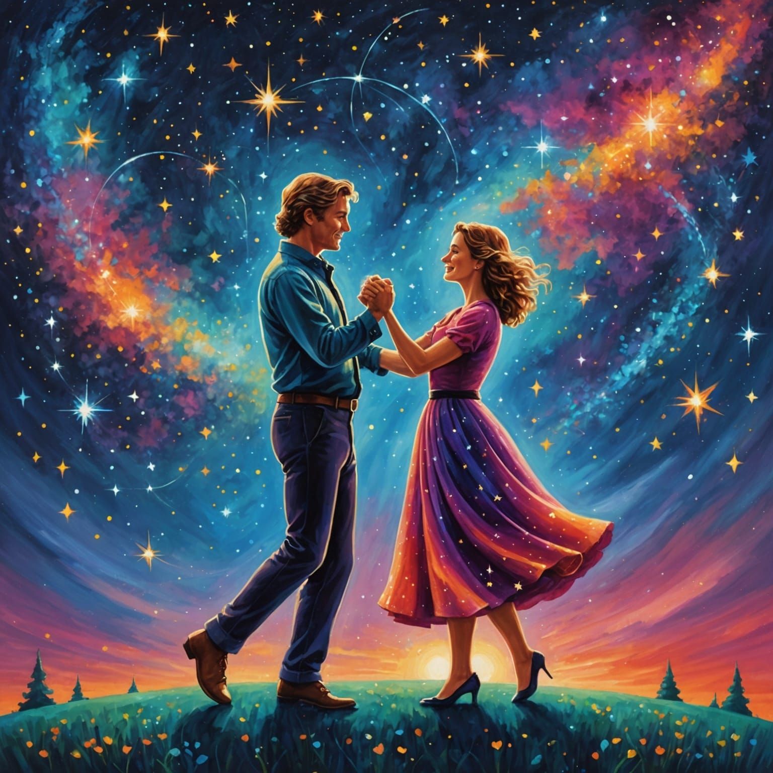 Celestial Dance: A Constellation Couple in Love