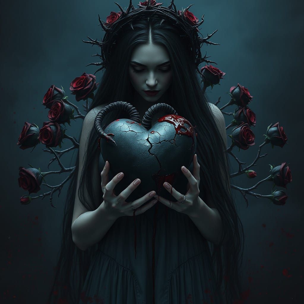Dark Valentine Goddess in Mystical Twilight