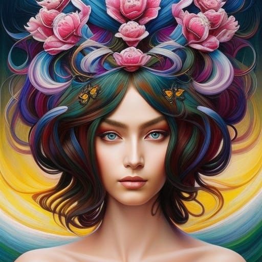 Grainy Portrait of Beautiful Woman in Detailed Digital Art