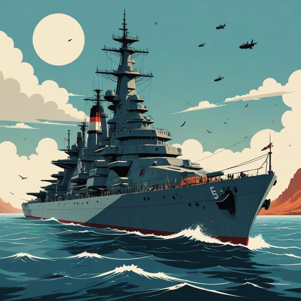 Battleship in Graphic Novel Style