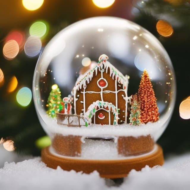 Gingerbread House in Crystal Snow Globe