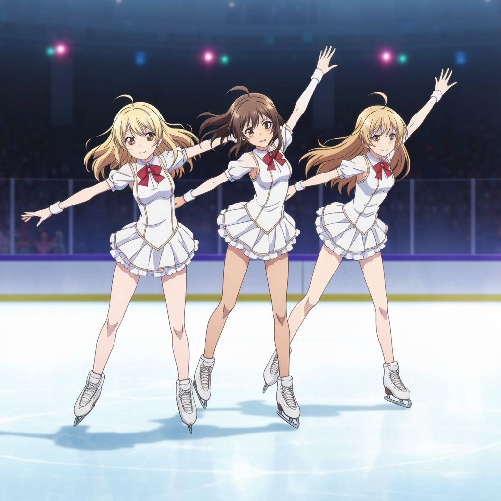Anime Girls Ice Skating in Cute Costumes