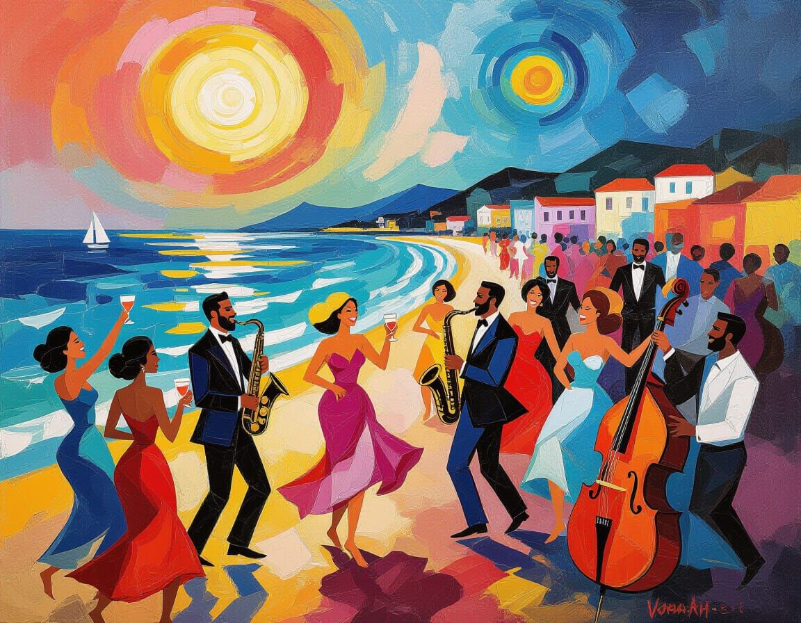Abstract Beach Party: Dancing, Drinking & Lively Music