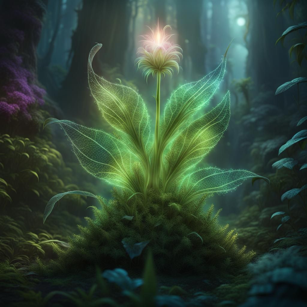 Enchanted Herb: A Fantastical Matte Painting in 8K