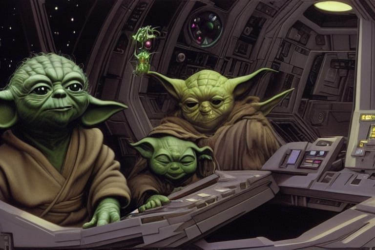 Yoda on Millennium Falcon: Sci-Fi Concept Art