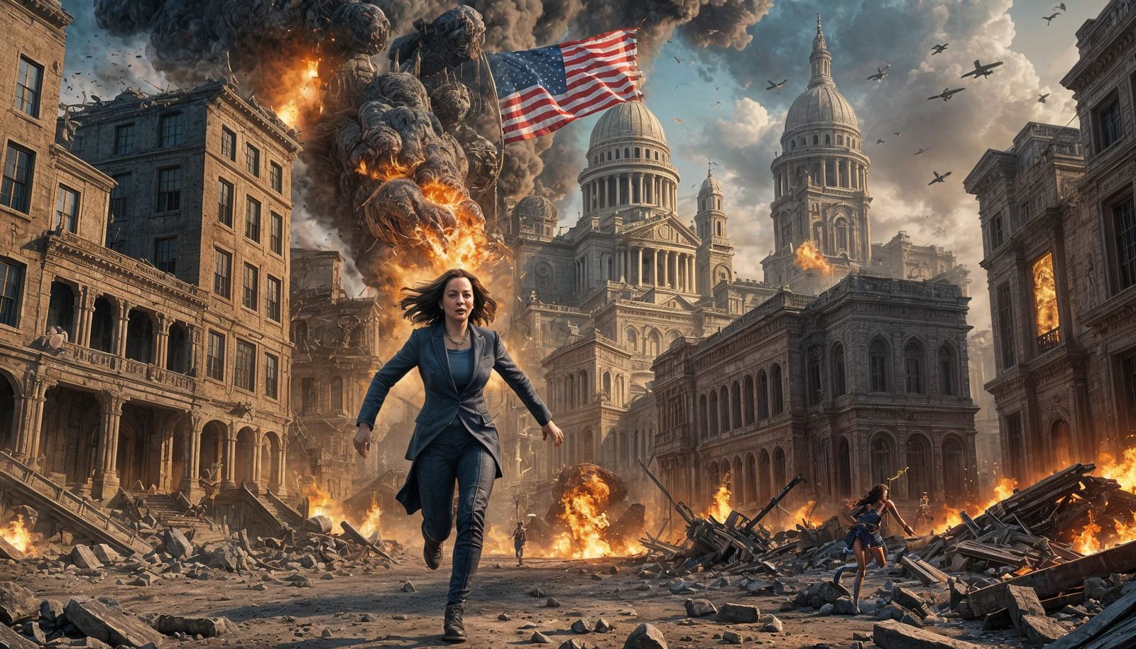 Kamala Harris Escapes World War 3 Landscape