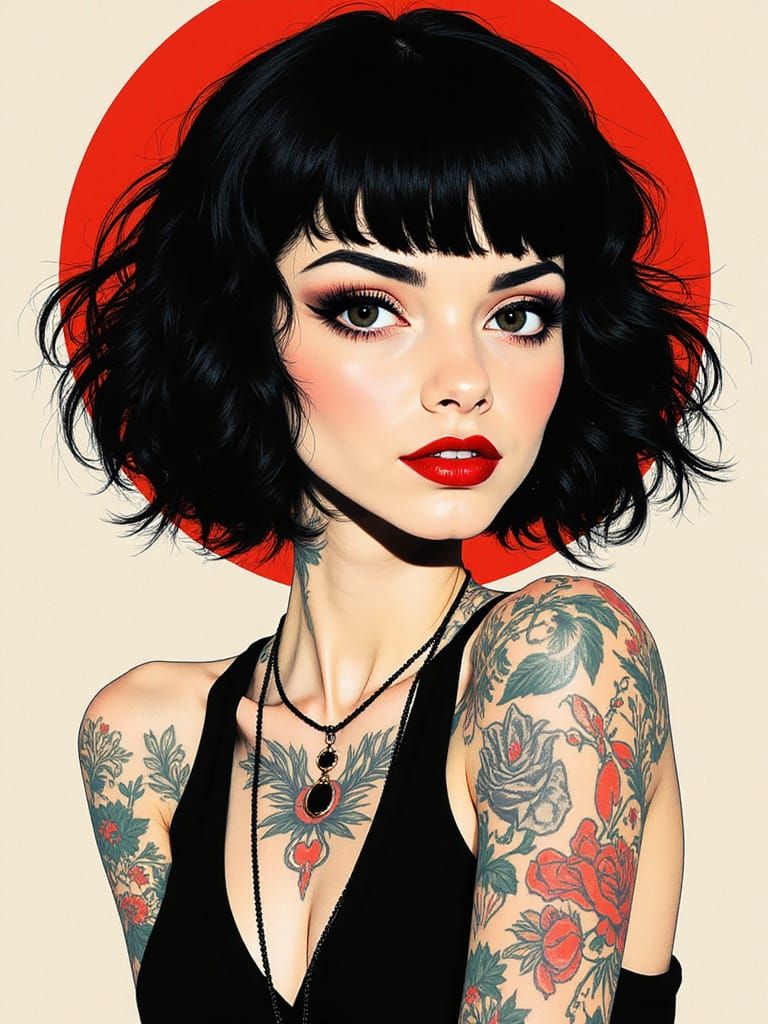 in the ultraminimalist style by Sandrine Pelissier, Ed Fairburn, and Zareh Ter-Stepanian :: pretty slender goth gal, sho...