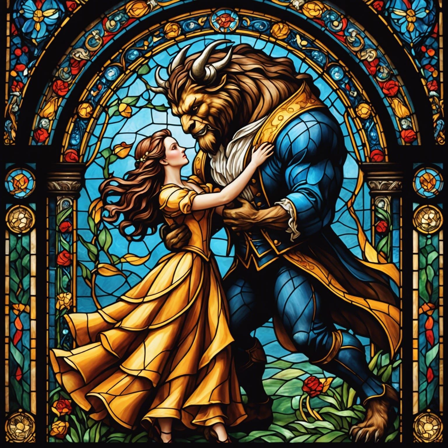 Stained Glass: Beauty Dancing with the Beast