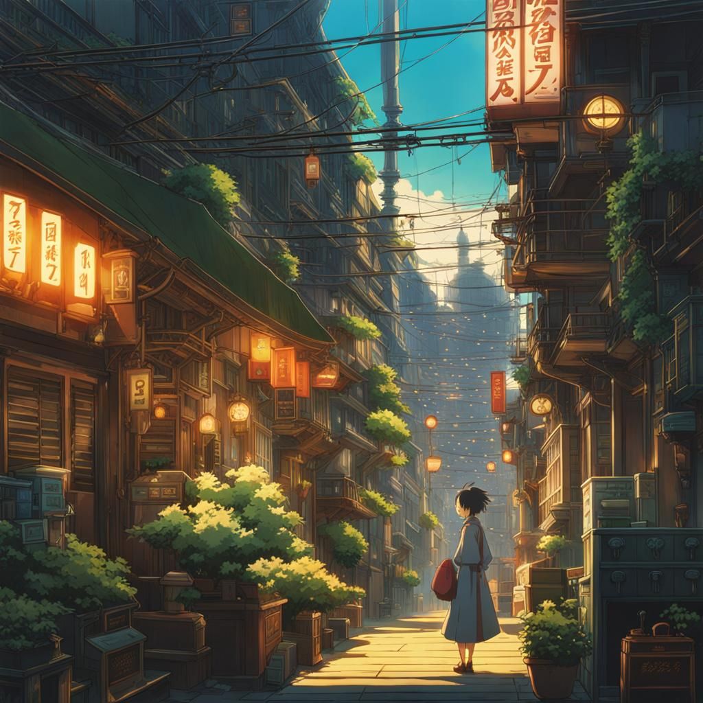 Cyberpunk Steampunk in 90s Anime Style