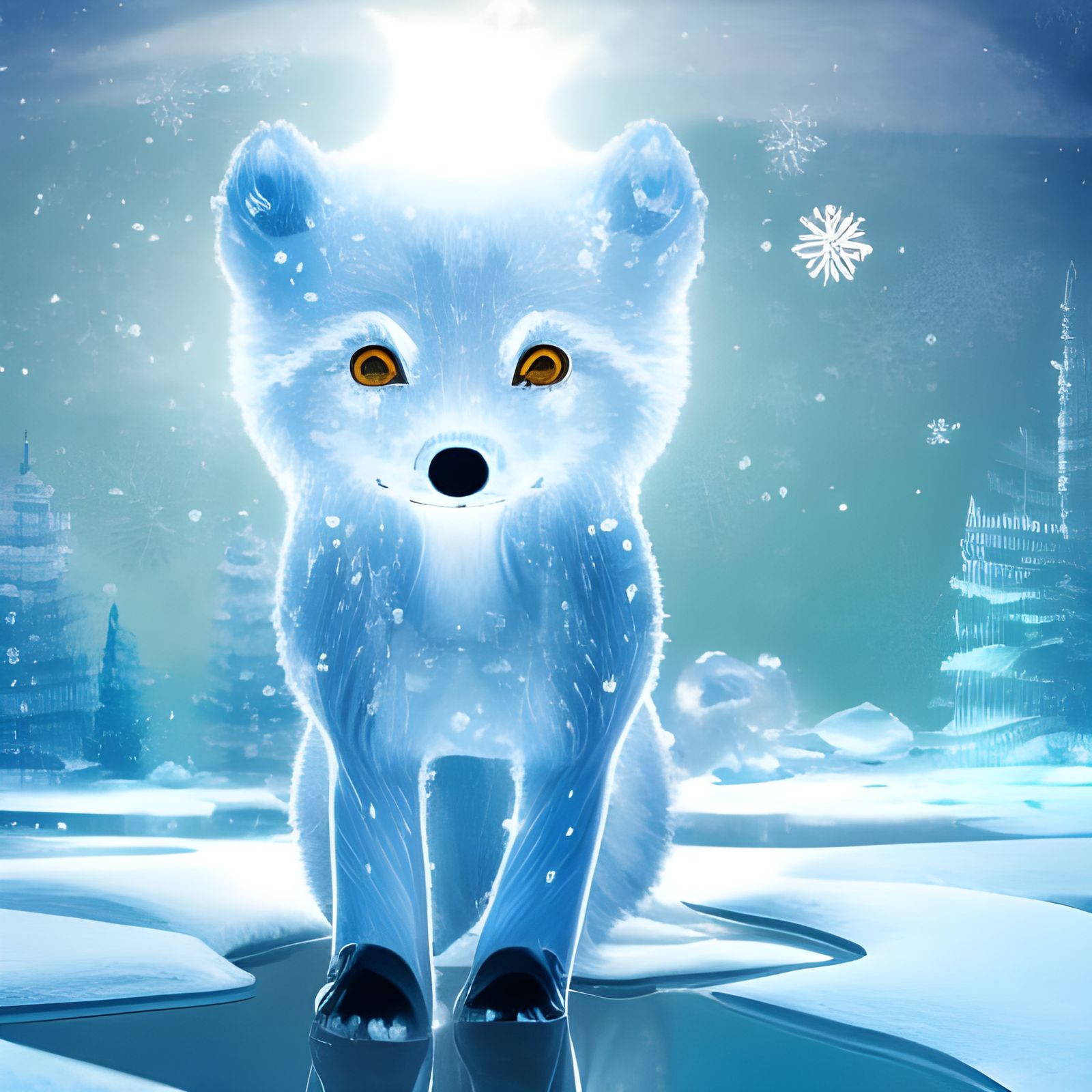 Adorable Arctic Fox in Snowy Winter Landscape