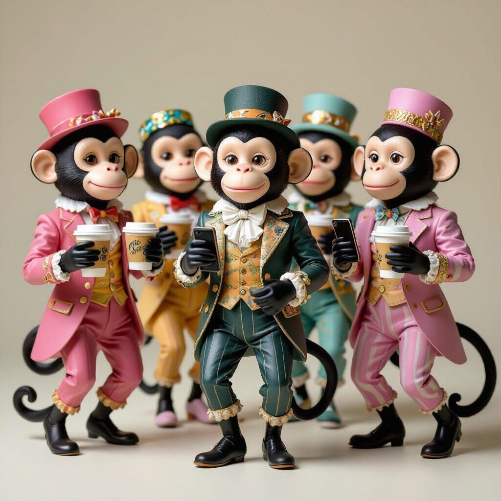 Rococo Monkey Band TikTok Influencers Dancing with Coffee