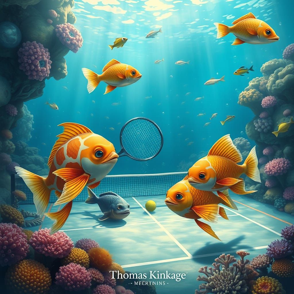 Fish Play Tennis in Underwater Fantasy