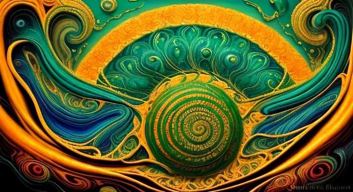 Surreal Macrame Sculpture in Colorful Dreamscape