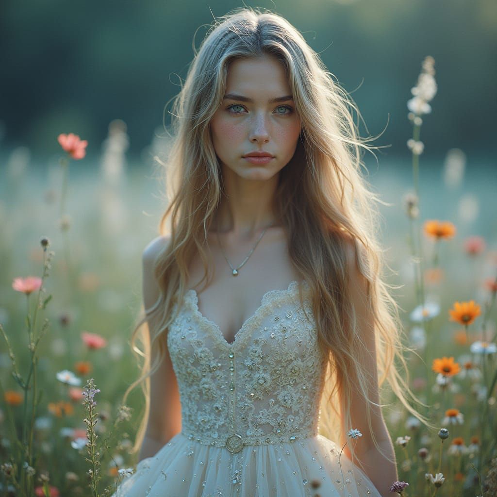 Bioluminescent Beauty in a Wildflower Field