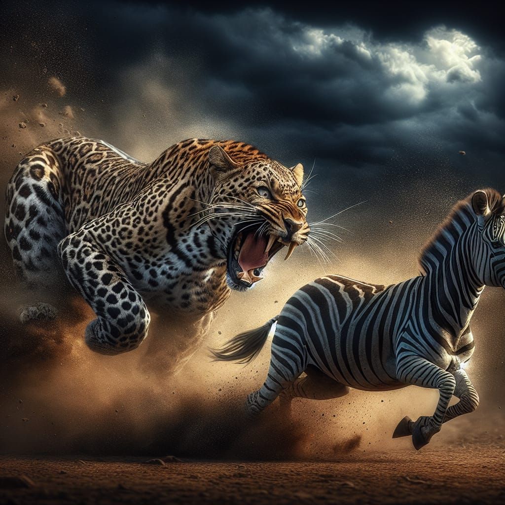 Leopard Chase: Dramatic Safari Scene