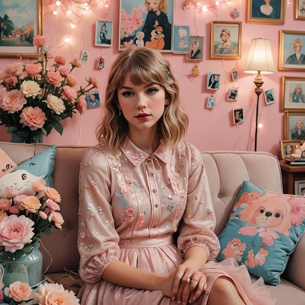 Taylor Swift's Whimsical Pastel Dreamscape