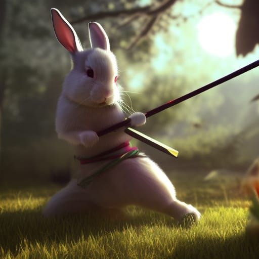 Samurai Rabbits vs Ninja Rabbit in Epic 3D Combat