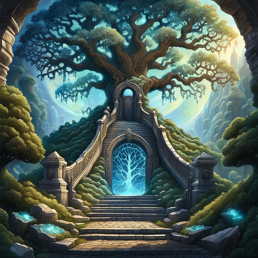 Mystical Oak Portal to Tír na nÓg, by Amaringo