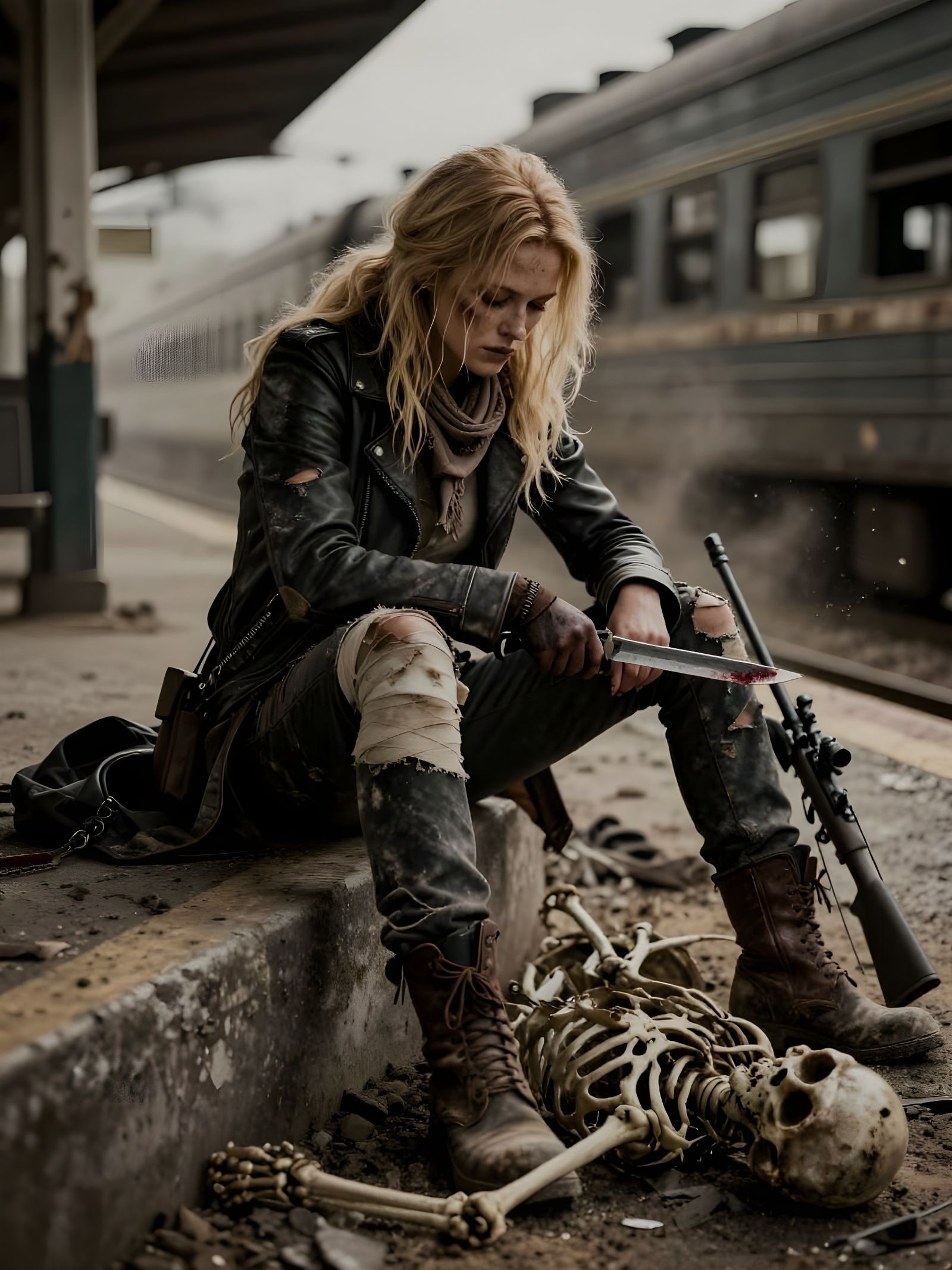 Post-Apocalyptic Survivor Woman With Sniper Rifle