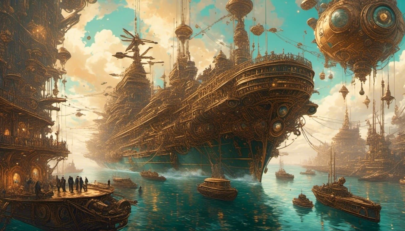 Steampunk Aircraft Carrier Launches Clockwork Biplanes