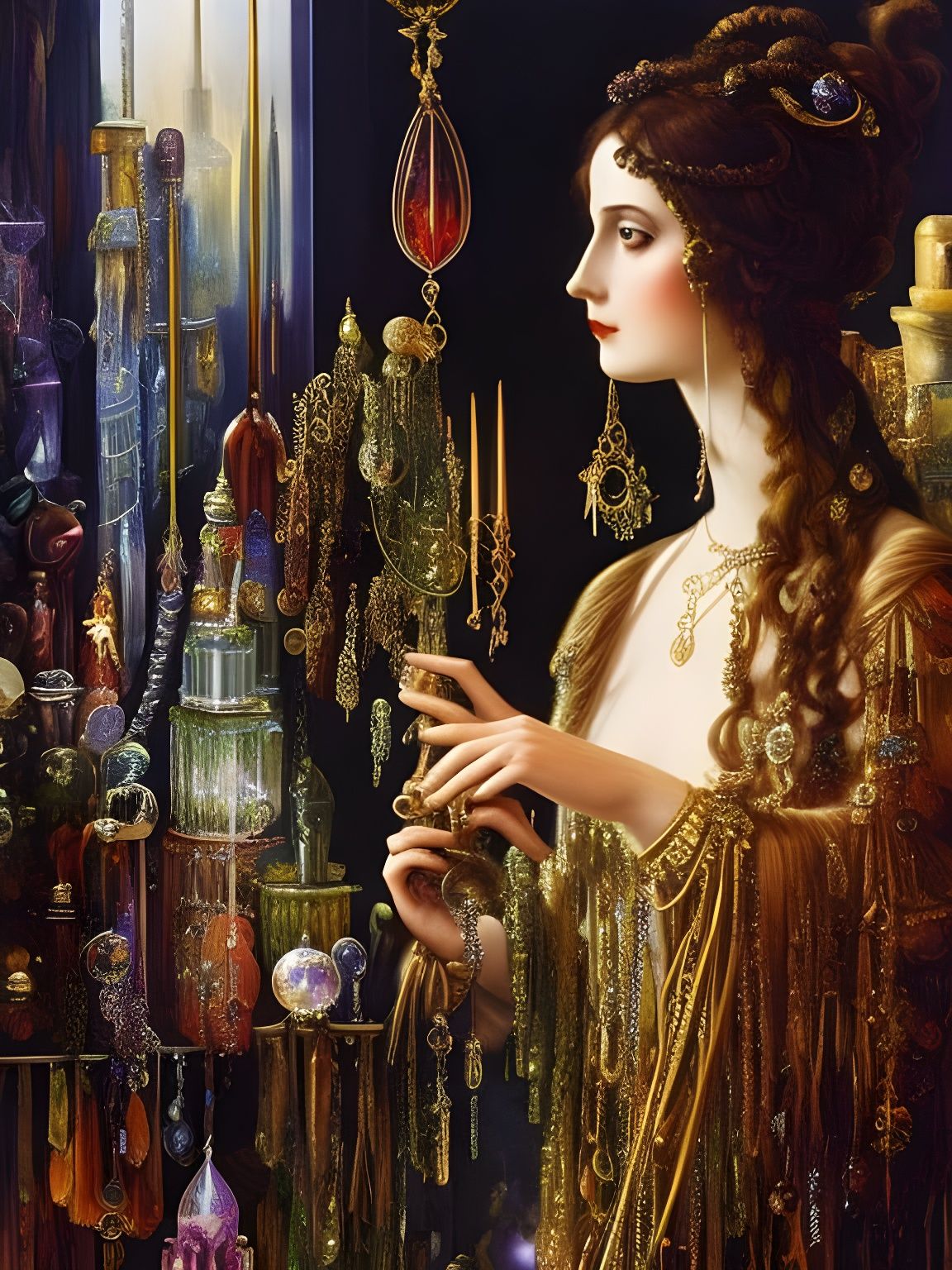 Crystal Shopkeeper in Urban Fantasy Style