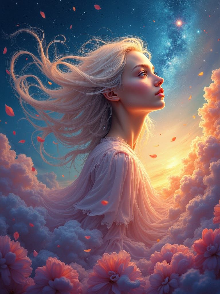 Surrealist Goddess in Cosmic Bloom