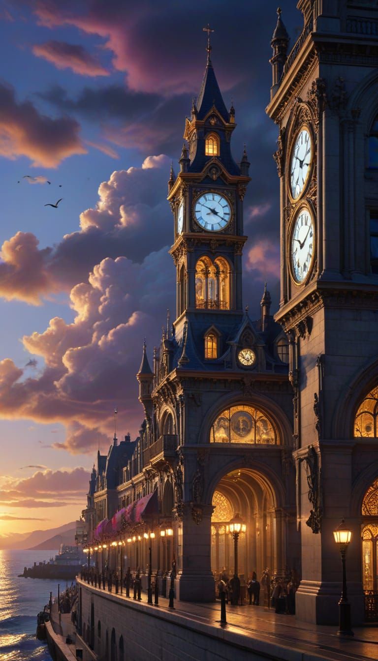 Majestic Clock Tower Dominates Dramatic Coastline