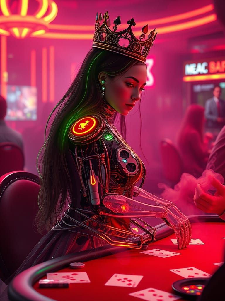 A Queen of hearts in Cyberpunk Casino