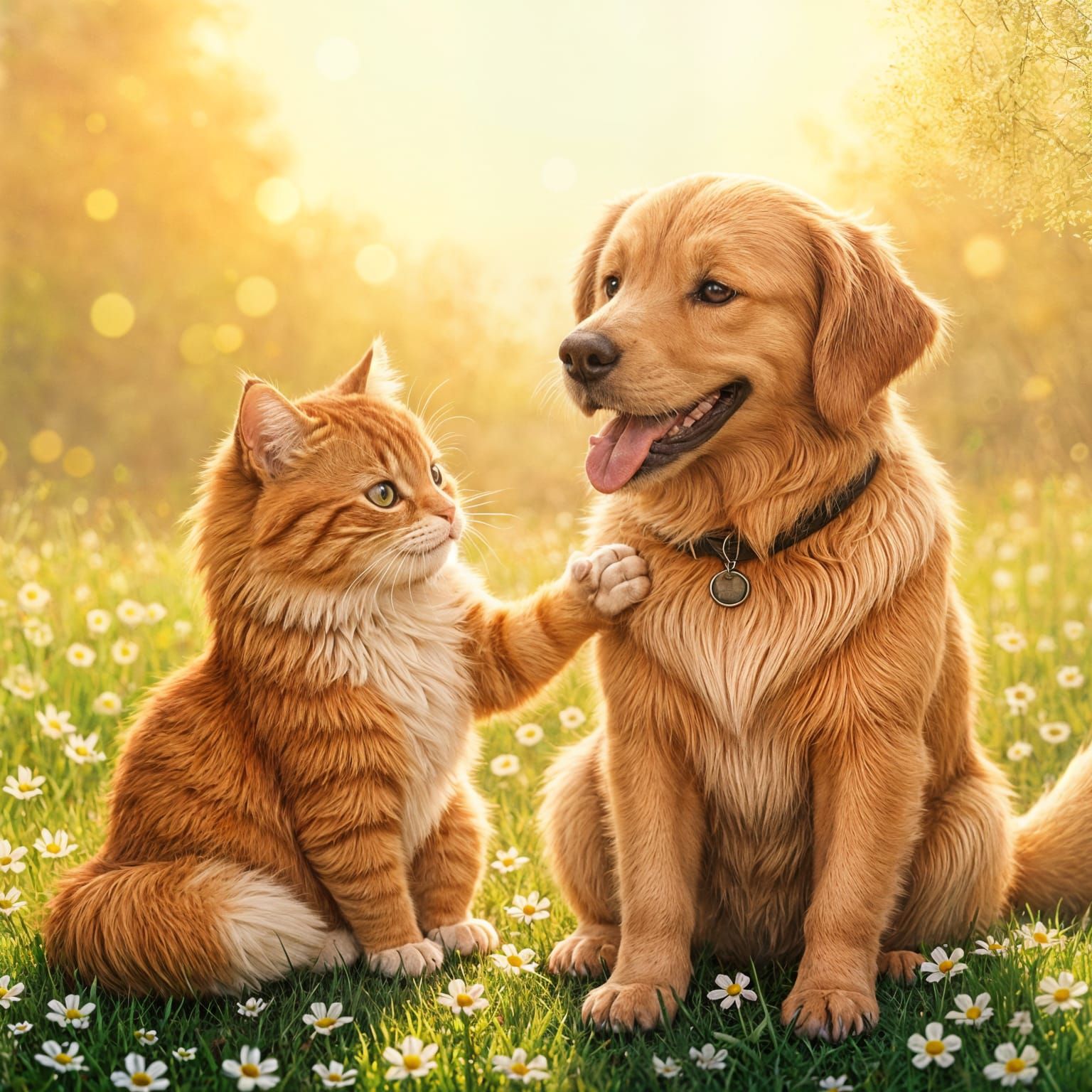 Cat and Dog Best Friends Together