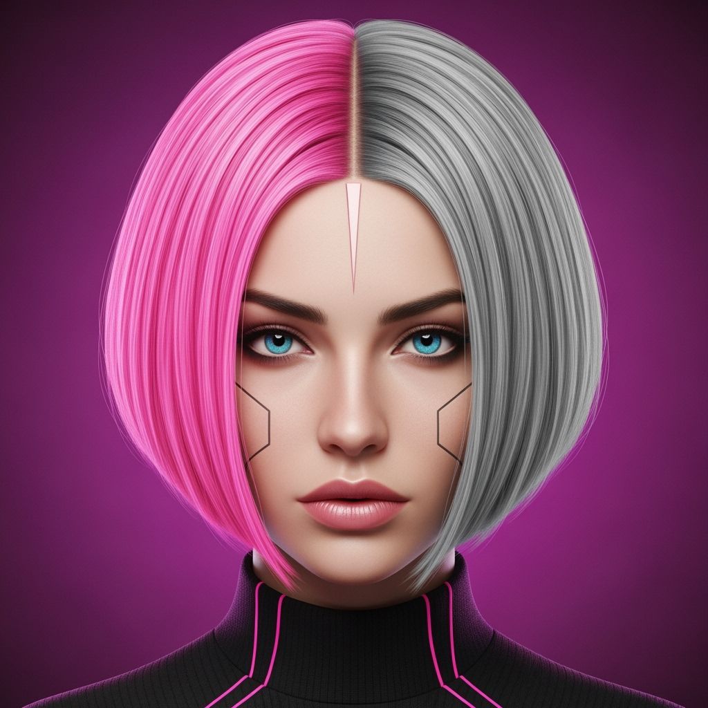 Cyberpunk Woman with Vivid Pixie Haircut