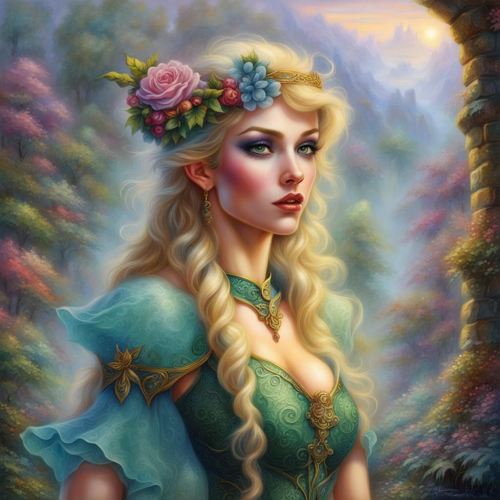 Ethereal Biracial Elf in Pop Art Fantasy