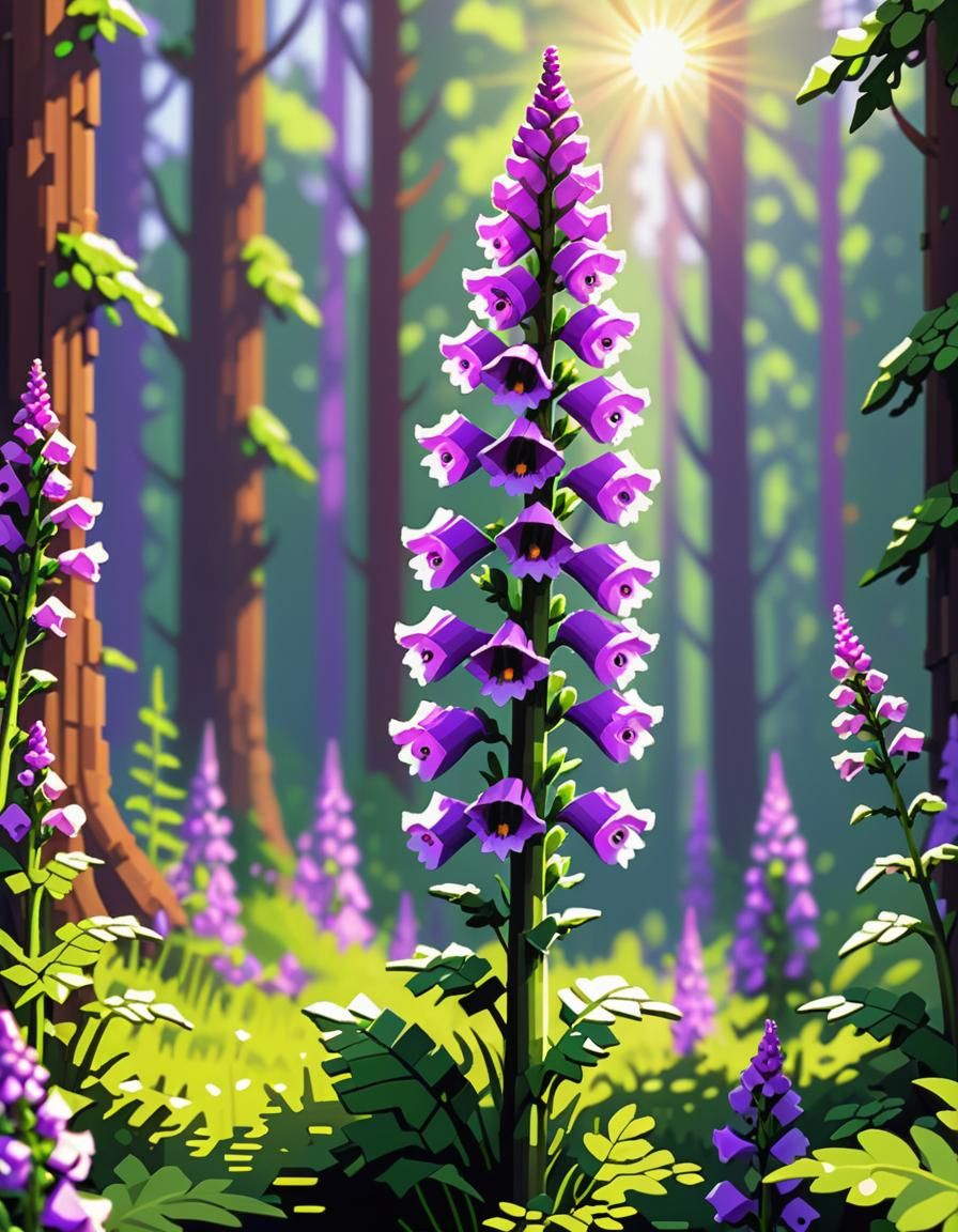 foxglove in pixel art style