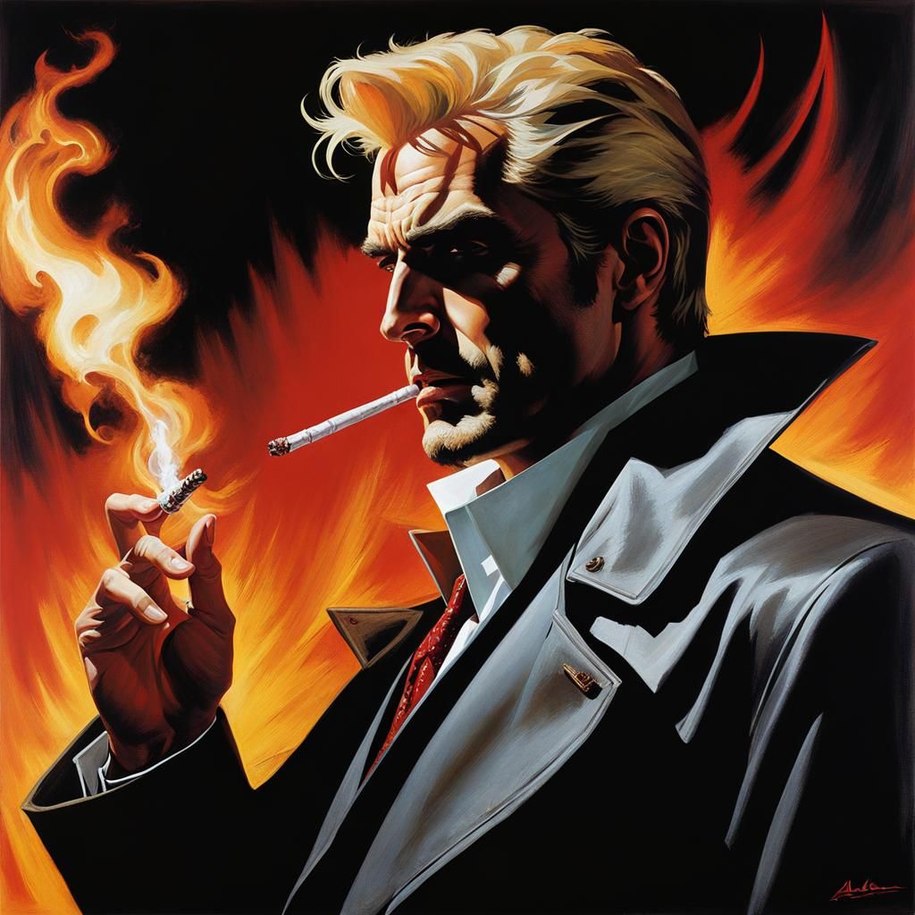 Sinister Man in Bloodstained Coat: Horror Concept Art