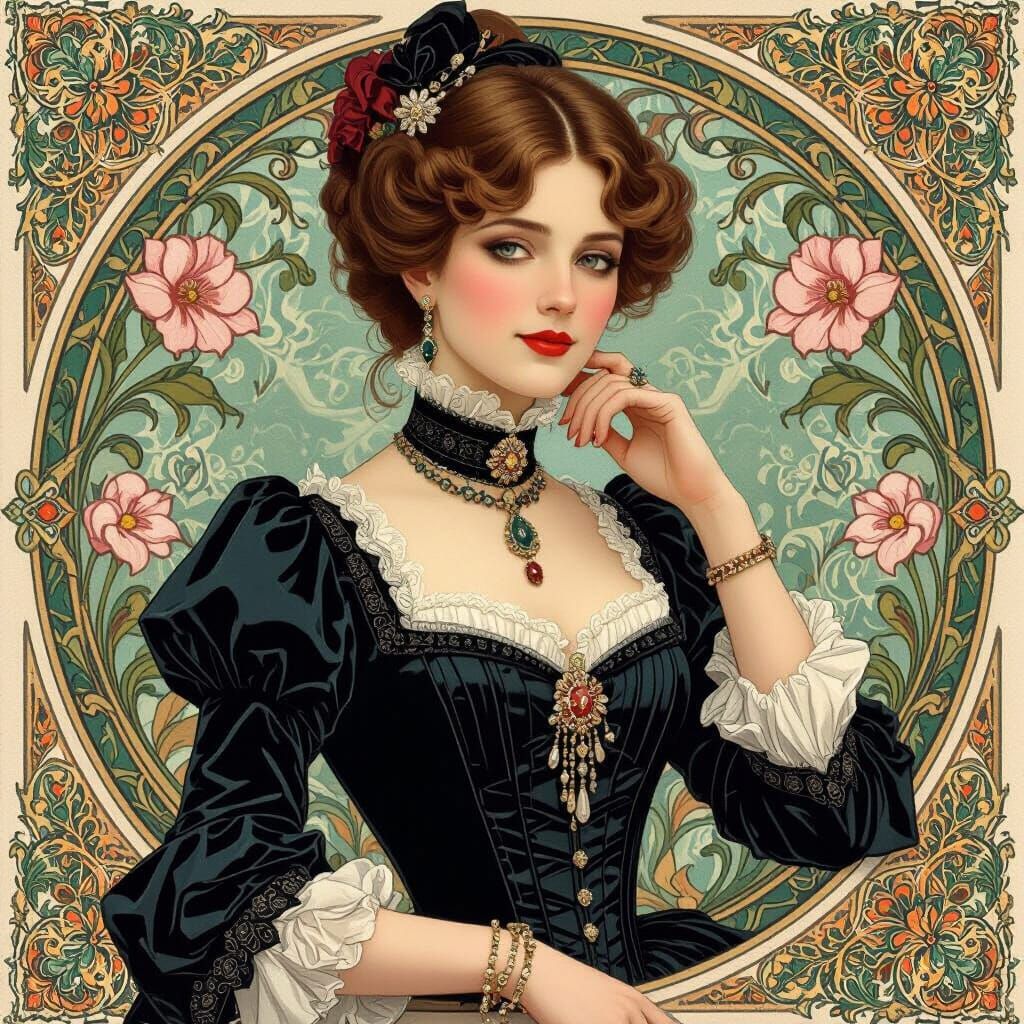 Victorian Woman in Art Nouveau Photographic Style