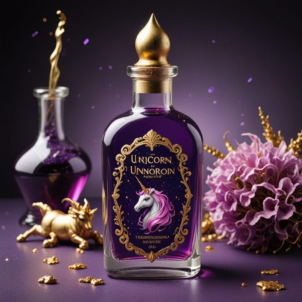 Unicorn Transformation Potion in Fantasy Bottle