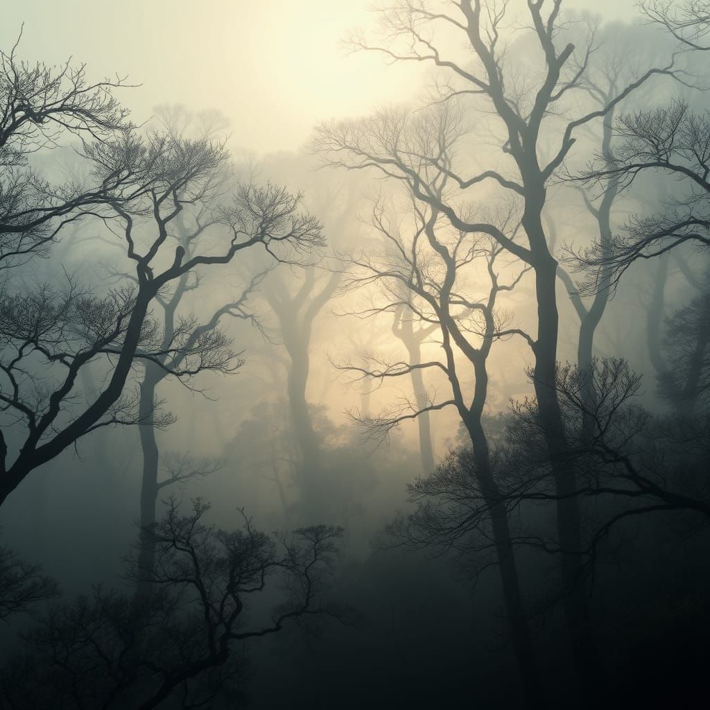 Misty Forest Dawn: Hyperrealistic Cinematic Scene