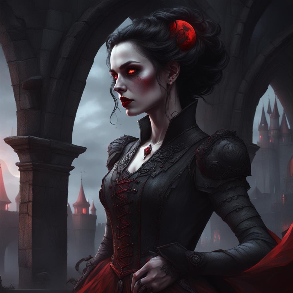 Trending on Artstation, Etherial Female Vampire, Pale skin, ...