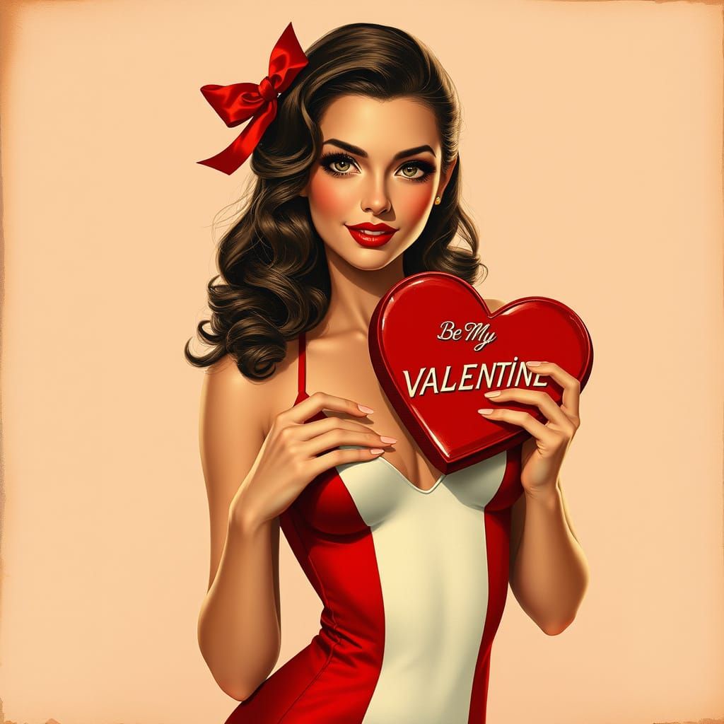 Sultry Redhead in Vintage Bikini Pin-Up Style