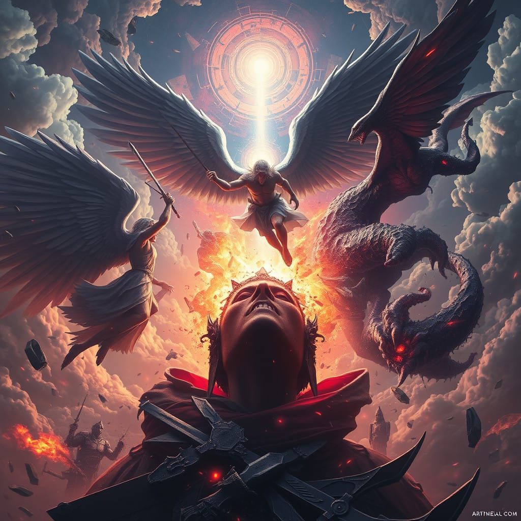 Surreal Apocalyptic War Within a Saint's Mind