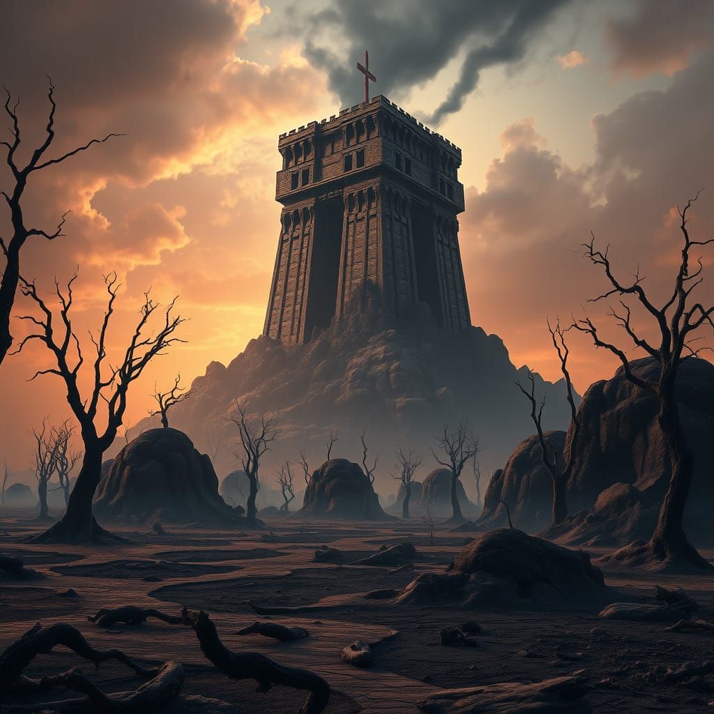 Colossal Donjon Dominates Scorched Barren Landscape