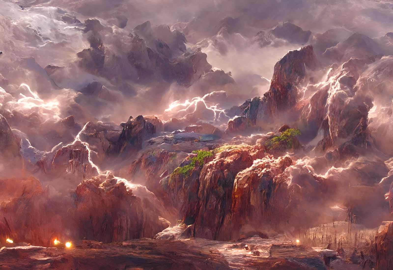 Epic Lightning Storm Over Canyon Landscape