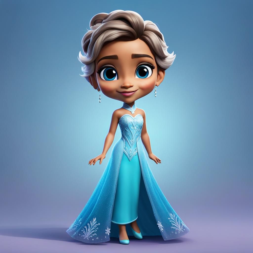 Chibi Elsa from Frozen as 3D Digital Art
