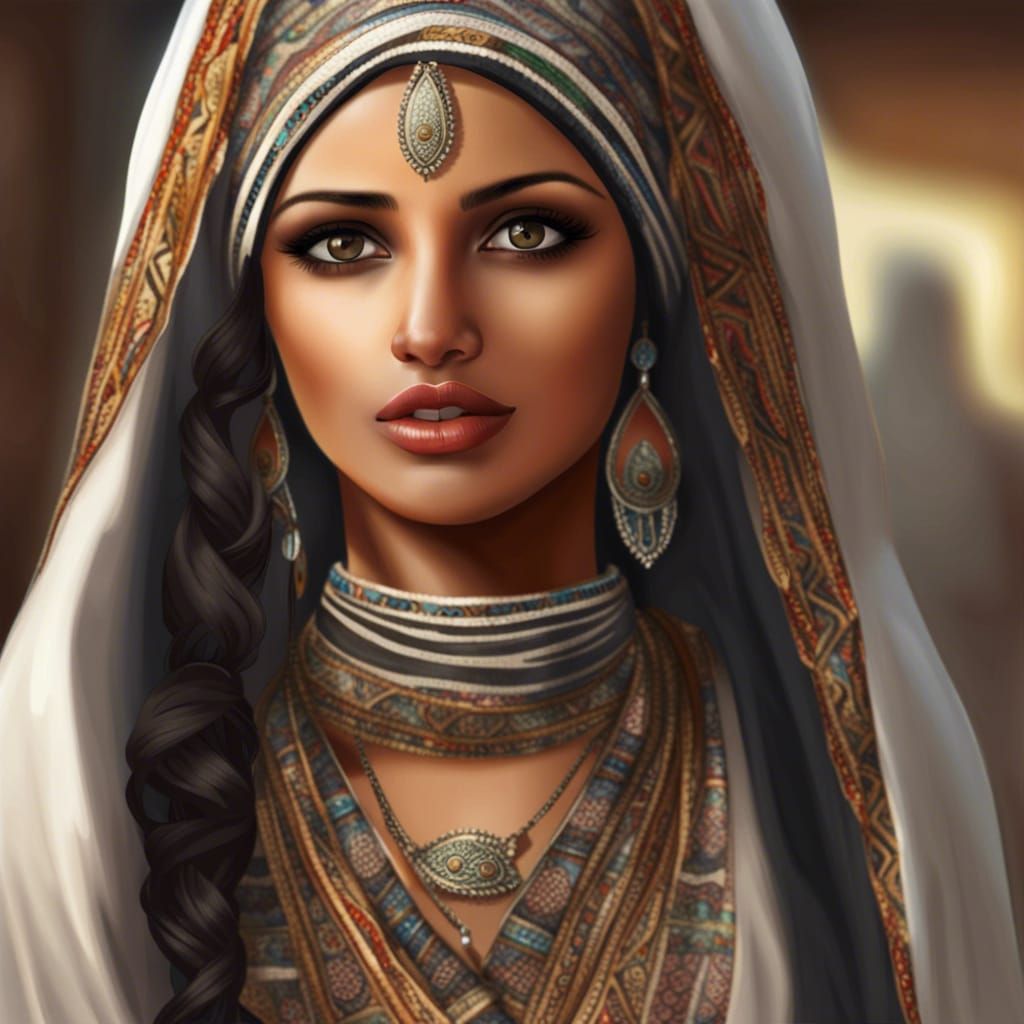 Realistic Portrait of a Beautiful Yemeni Woman