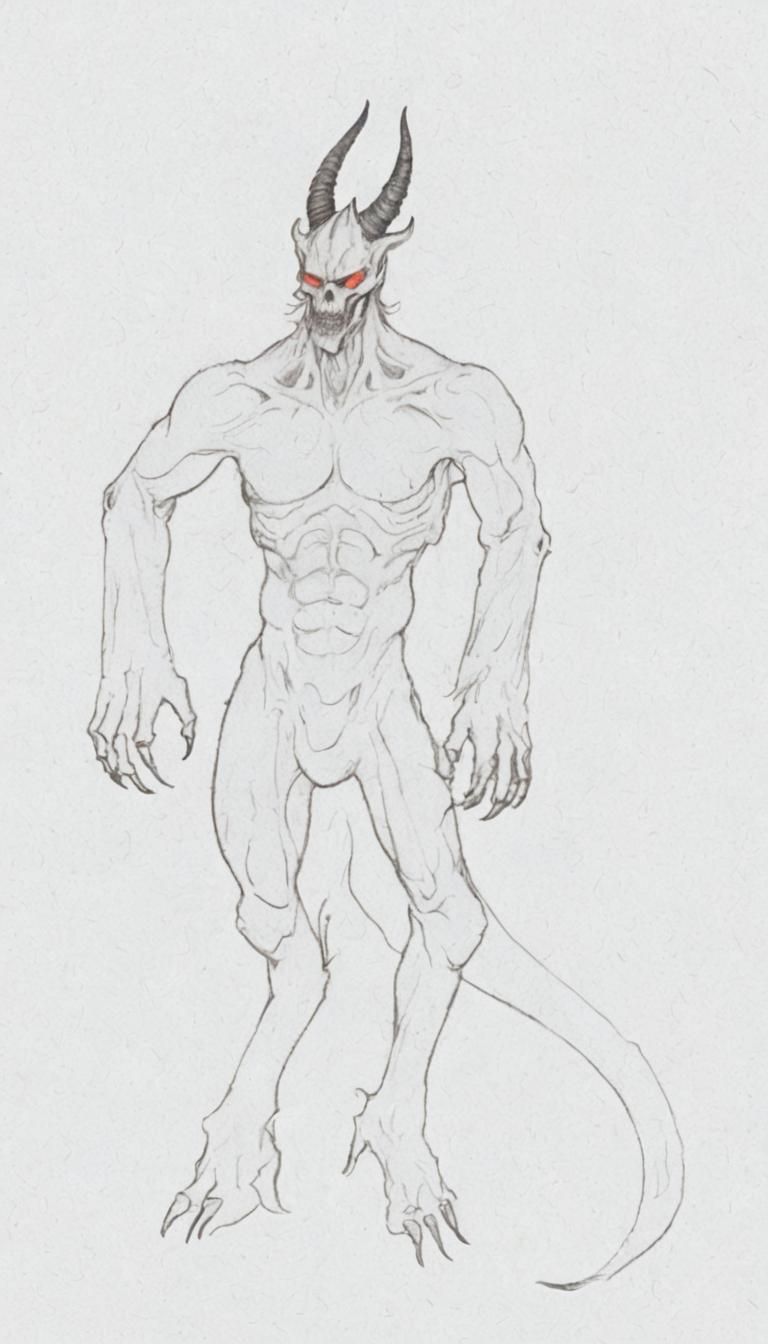 Hell Demon in Fiery Underworld: Dark Fantasy Illustration