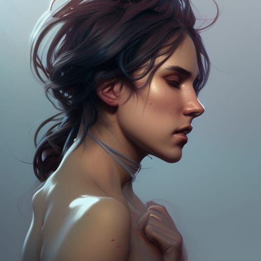Detailed Portrait with Dynamic Lighting in Art Nouveau Style