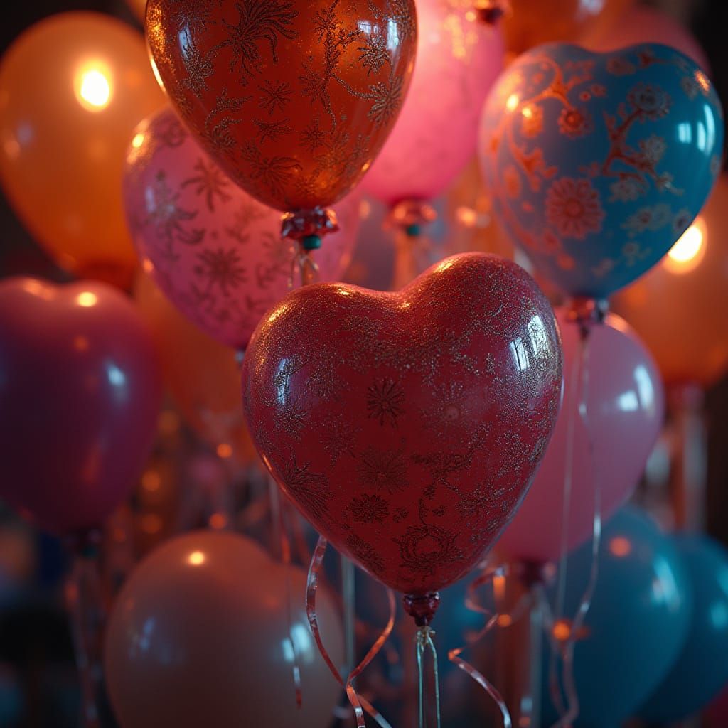 Hyperrealistic Balloons with Intricate Textures and Lighting