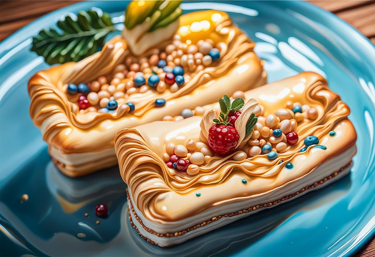 Mouthwatering Pastry in Vibrant Oil Painting
